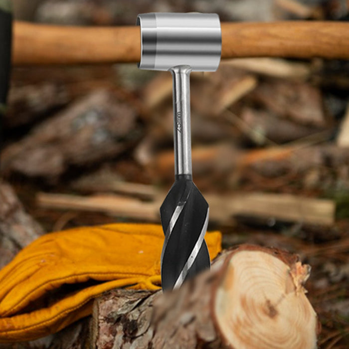 Yankok Hand Auger Wood Drill for Bushcraft Settlers, 1 in. Hole Bit, 6.5in. Length, Manual Wrench Survival Tool with Protective Case in Brown