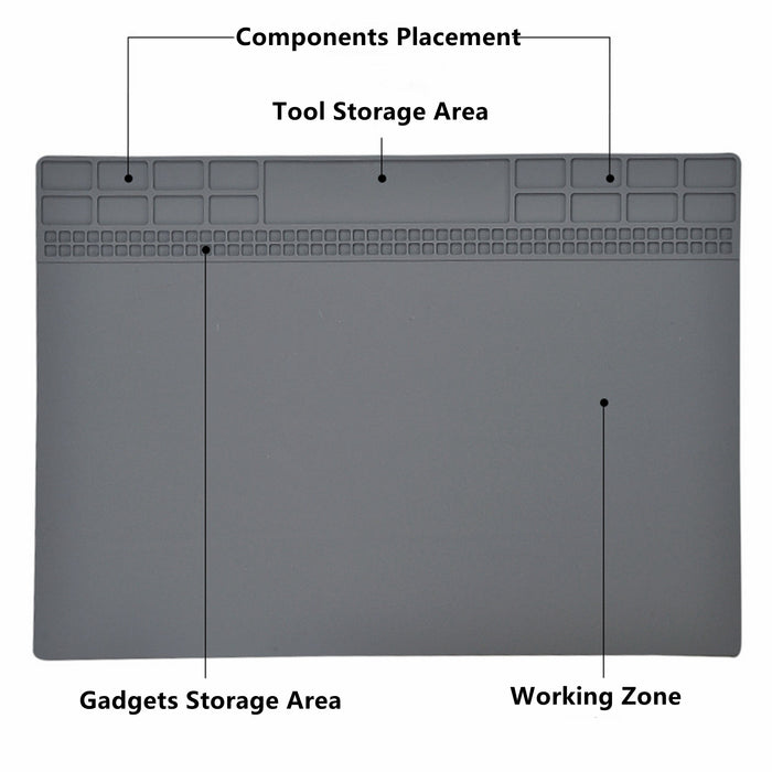 Yankok Anti-Static Mat Grey 35 x 25 cm Table Desk ESD Grounding Solder Pad (13.8 x 9.8 in. Heat Resistant, Non Magnetic)