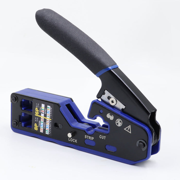 Yankok 6028N RJ45 Modular Crimper RJ12/11 Crimps Strip and Cut (Non Pass-Thru)