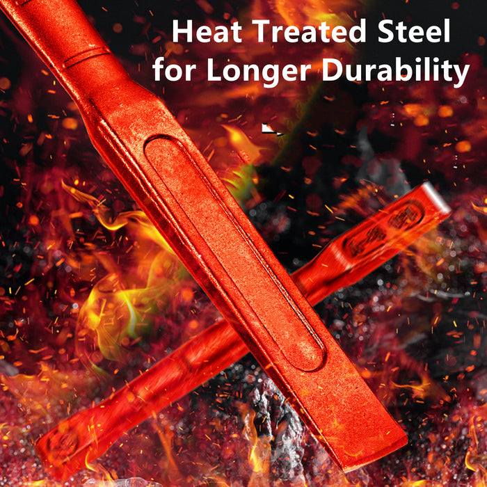 Yankok 8in. Flat Chisel with Hand Guard Green, 0.75in. Cut, 7.87in. Handle, Chrome Vanadium Alloy Steel