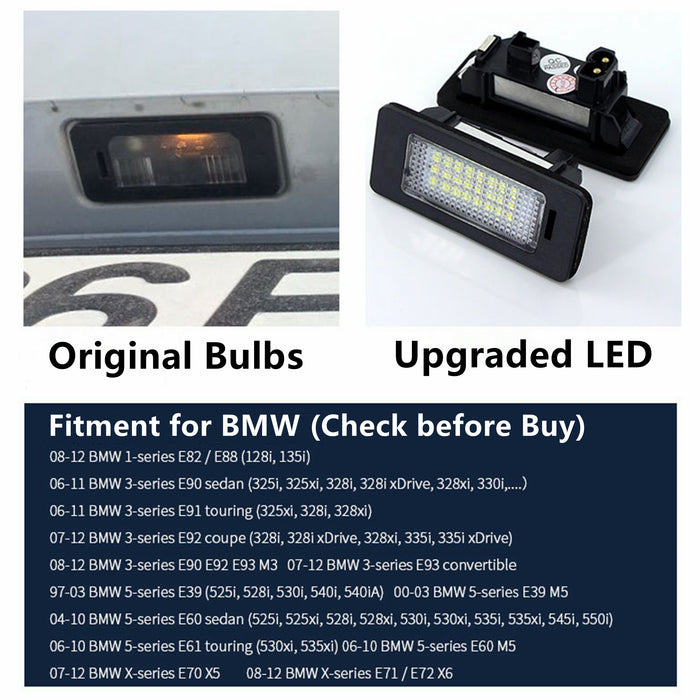 Yankok LED License Plate Lights for BMW 1 3 4 5 Series E82 E88 E90 E91 E92 E93 E39 E60 E61 E70 E71 E72 X1 X3 X5 X6 M3 M4