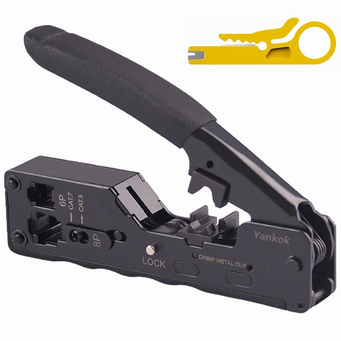 Yankok CAT5/5e CAT6/6a CAT7 Modular Crimper (Shielded and Unshielded Crimp) HT-7018 Black