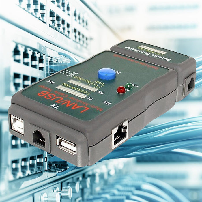 Netzwerkkabeltester für 10Base-T, 10Base-2 Ethernet, RJ11/RJ12/RJ45 Modularkabel, 258A, TIA-568A/568B und Token Ring Kabel (mit 2x RJ-45-auf-BNC Adapter, 1x BNC Stecker, 1x Carry Beutel)