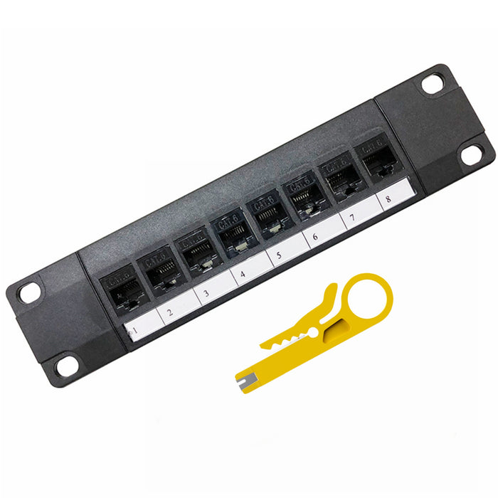 Yankok CAT5/5e 8 Port Feed Through Patch Panel 1U Rack/Wall Mount