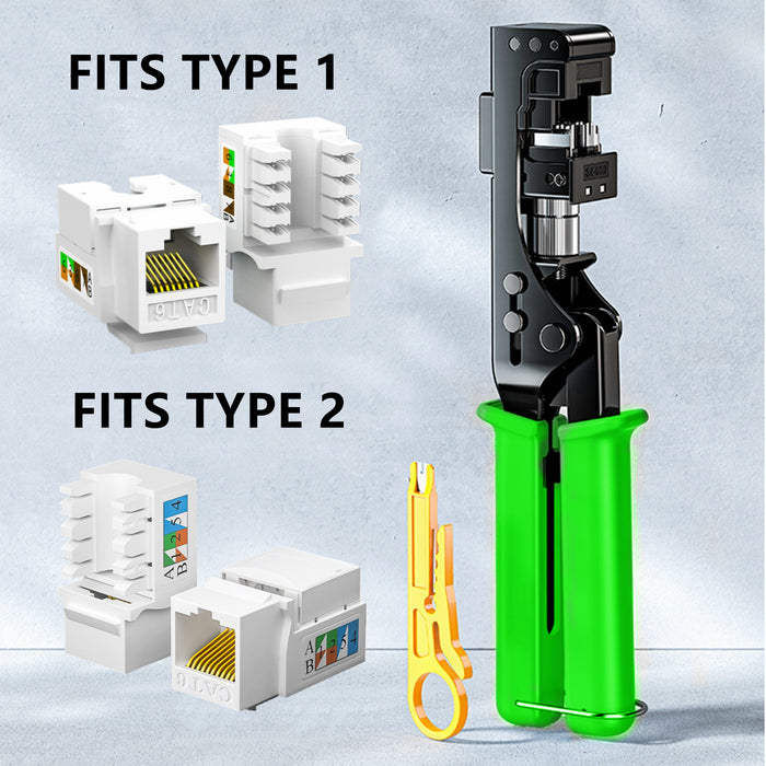 Yankok 90 Degree Keystone Jack Punch Down Tool Specific Modular FIT (Check Jacks’ Fitment in Picture) Green Handle