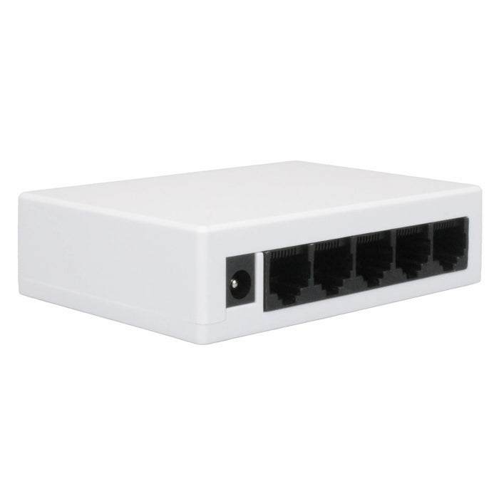 Yankok 5 Port Gigabit Ethernet Switch, 10/100 Mbps Unmanaged, Auto-Negotiation RJ45 Ports, White Plastic Desktop Case