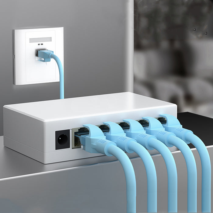 Yankok 5 Port Gigabit Ethernet Switch, 10/100 Mbps Unmanaged, Auto-Negotiation RJ45 Ports, White Plastic Desktop Case