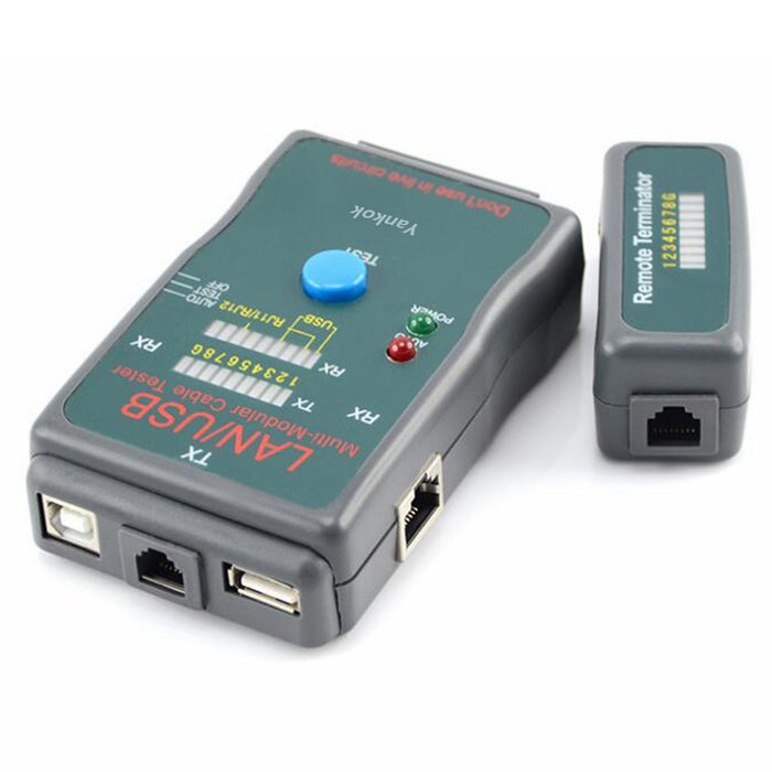 Netzwerkkabeltester für 10Base-T, 10Base-2 Ethernet, RJ11/RJ12/RJ45 Modularkabel, 258A, TIA-568A/568B und Token Ring Kabel (mit 2x RJ-45-auf-BNC Adapter, 1x BNC Stecker, 1x Carry Beutel)