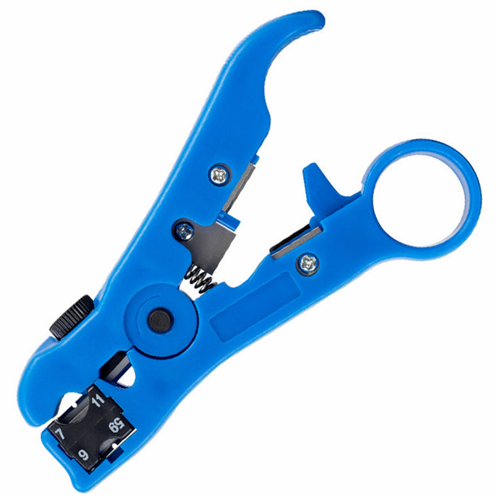 Yankok HT352B Universal Cable Strip and Cut Tool Blue with Adjustable Blade Depth (Coaxial / Ethernet / TV / Telephone)