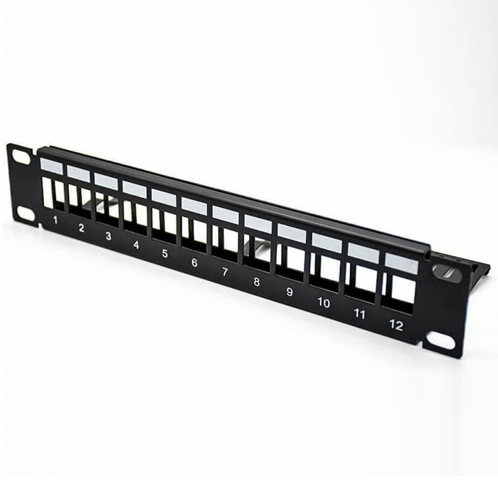 Yankok 12 Port Blank Keystone Patch Panel 10in. 1U with Cable Management Rack