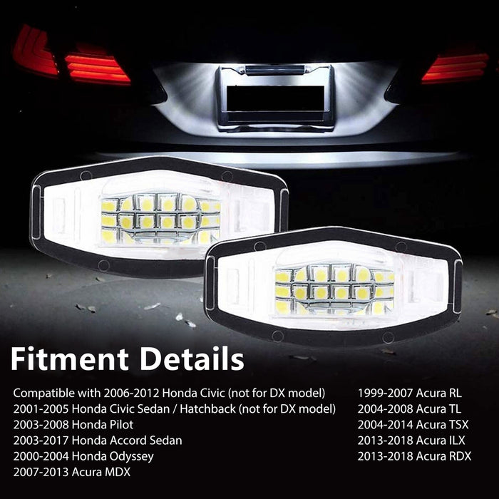 Yankok Honda and Acura LED License Plate Lights | Civic Accord Pilot City MK4 MR-V Odyssey / MDX RL TL TSX ILX RDX