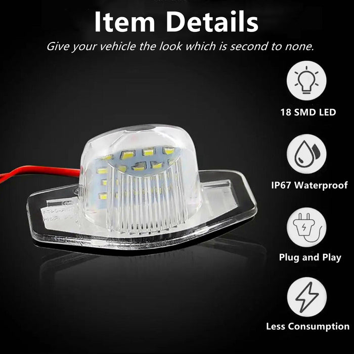 Yankok LED License Plate Lights for Honda CR-V Civic Accord Crosstour HR-V Odyssey Insight Element FR-V Jazz Element Fit and Stream