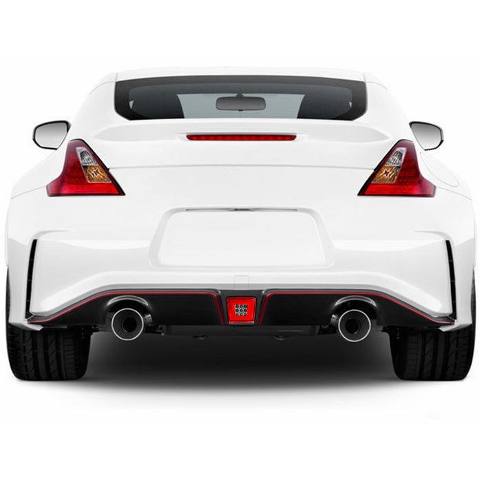 Yankok LED Rear Bumper Light for Nissan 370Z 2009-2021 Juke Nismo 2013-2017 Sentra Nismo 2017-2019 Integrated with Sequential Turn Signal, Brake Light, Fog Light and Reverse Light Red Clear
