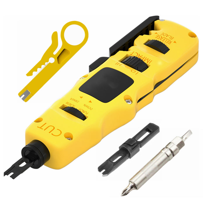 Yankok 374AP Impact Punch Down Tool with 110/88 110/66 Blades and Removable Double Ended Screwdriver