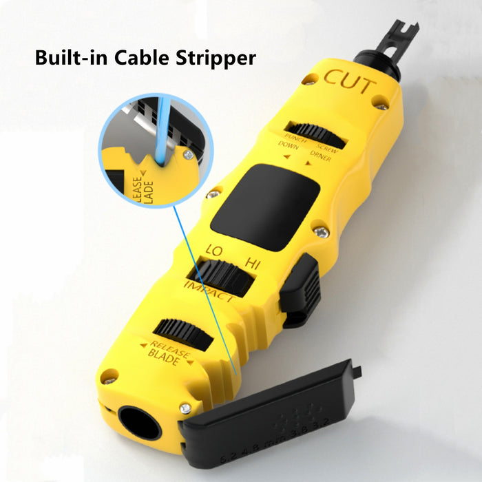 Yankok 374AP Impact Punch Down Tool with 110/88 110/66 Blades and Removable Double Ended Screwdriver