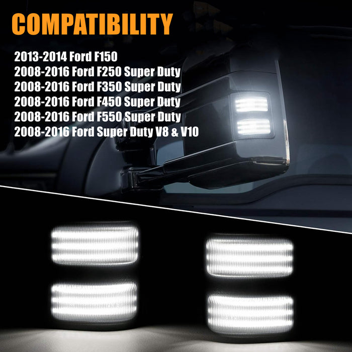 Yankok LED Side Mirror Marker Lights for Ford F150 2013-2014, F250 F350 F450 F550 Super Duty 2008-2016