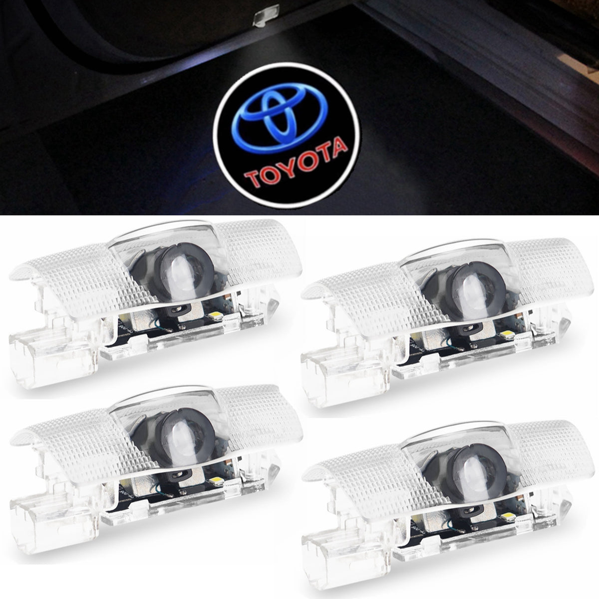 Yankok 3D Door Lights Logo Toyota Models Universal Fit 4 Pack