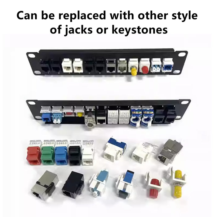 Yankok CAT5/5e 12 Port Feed Through Patch Panel 10in. 1U Rack Mount