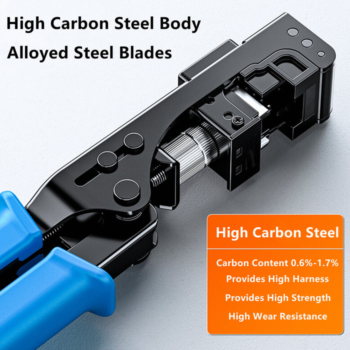 Yankok 90 Degree Punch Down Tool Blue with 5 Keystone Jacks in White