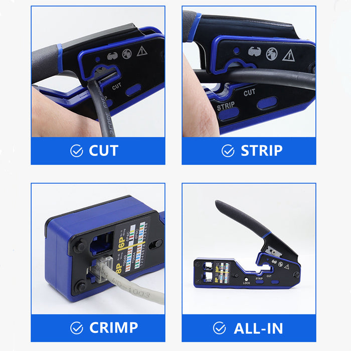 Yankok 6028N RJ45 Modular Crimper RJ12/11 Crimps Strip and Cut (Non Pass-Thru）