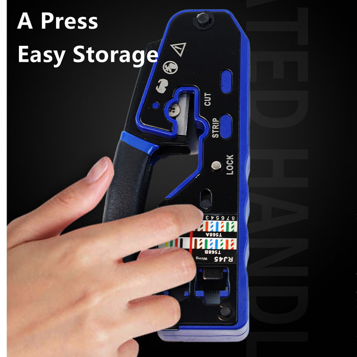 Yankok 6028N RJ45 Modular Crimper RJ12/11 Crimps Strip and Cut (Non Pass-Thru）