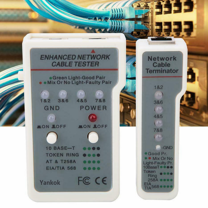 Yankok Enhanced Network Cable Tester with Remote Terminator Identifies Continuity Problems