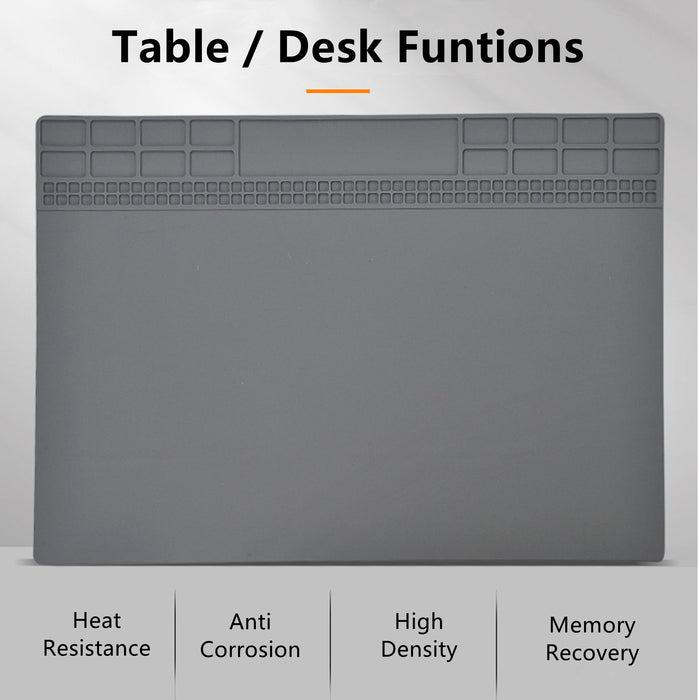 Yankok Anti-Static Mat Grey 35 x 25 cm Table Desk ESD Grounding Solder Pad (13.8 x 9.8 in. Heat Resistant, Non Magnetic)