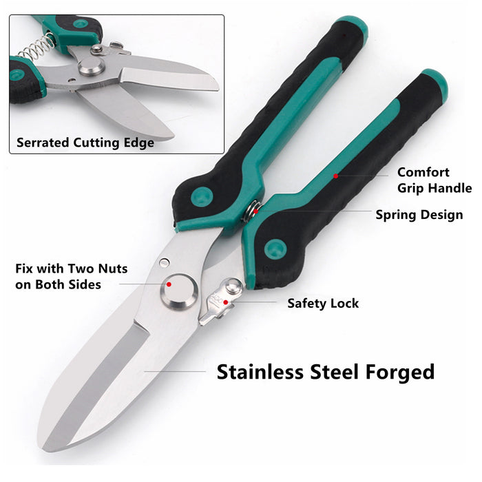Yankok 8" Heavy Duty Industrial Scissors Steel Cutter Green