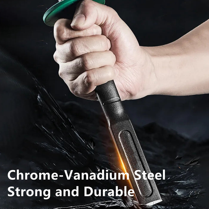 Yankok 8in. Flat Chisel with Hand Guard Green, 0.75in. Cut, 7.87in. Handle, Chrome Vanadium Alloy Steel