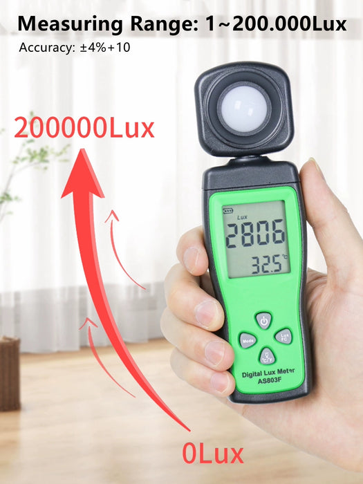 Yankok AS803F Smart Digital Light Meter 1-200000 Lux Measurement (Battery NOT Included)
