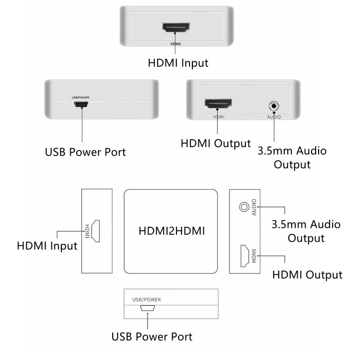 Yankok 1080P Mini HDMI to HDMI Audio Converter with 3.5mm Audio Output