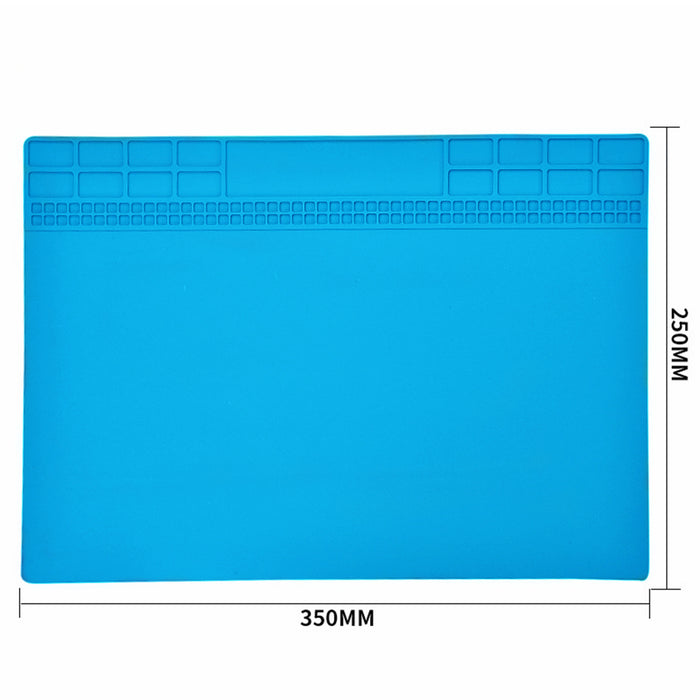 Yankok Anti-Static Mat Blue 35 x 25 cm Table Desk ESD Grounding Solder Pad (13.8 x 9.8 in. Heat Resistant, Non Magnetic)