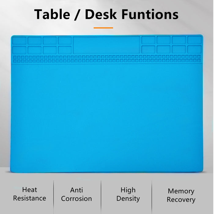 Yankok Anti-Static Mat Blue 35 x 25 cm Table Desk ESD Grounding Solder Pad (13.8 x 9.8 in. Heat Resistant, Non Magnetic)