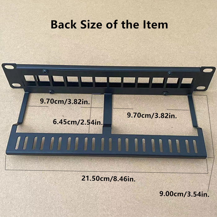 Yankok 12 Port Blank Keystone Patch Panel 10in. 1U with Cable Management Rack