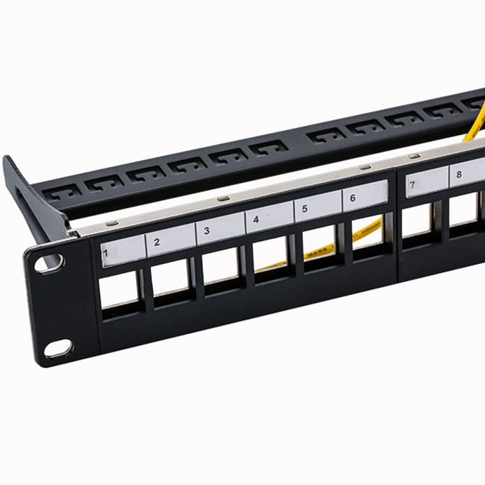 Yankok 12 Port Blank Patch Panel with Ground Wire 10in.x1U Detachable Cable Management Rack