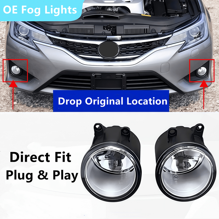 Yankok OE Fog Lights for Toyota Camry Corolla RAV4 Highlander Prius Lexus RX350/450h GS350/450h LX570 Scion xA with H11 12V 55W Bulbs