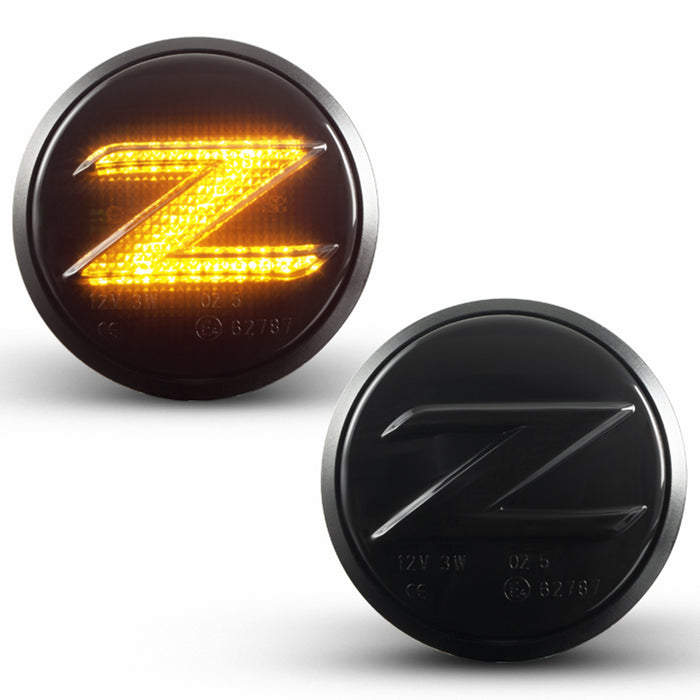 Yankok LED Side Marker Lights for Nissan 370Z Z34 2009-2021 Smoked, Sequential Turn Signals, Fairlady Z Style