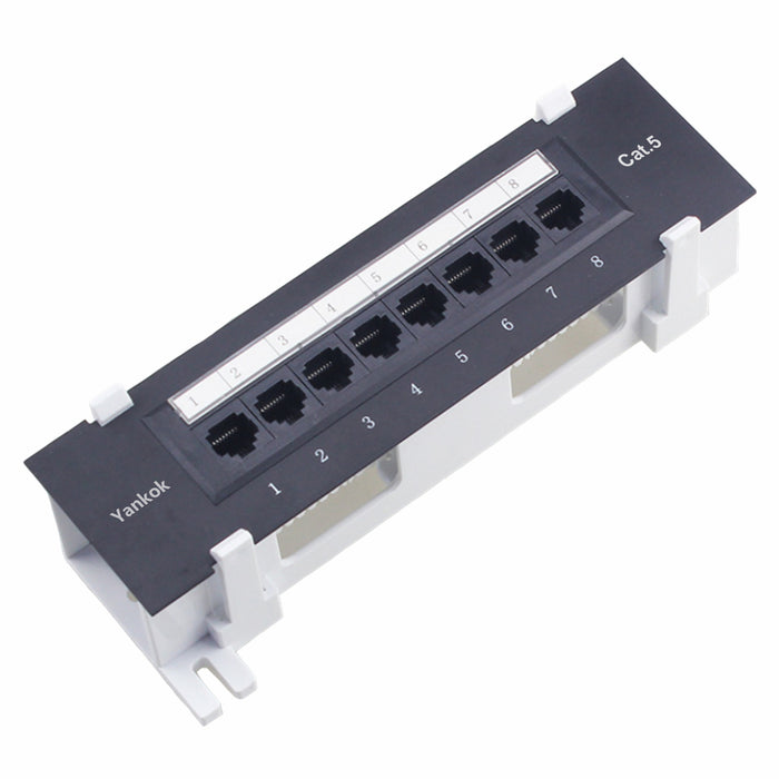 Yankok CAT6 8-Port-Patchpanel unterstützt CAT5/5e 8in.x1U hinten (mit Halterung)