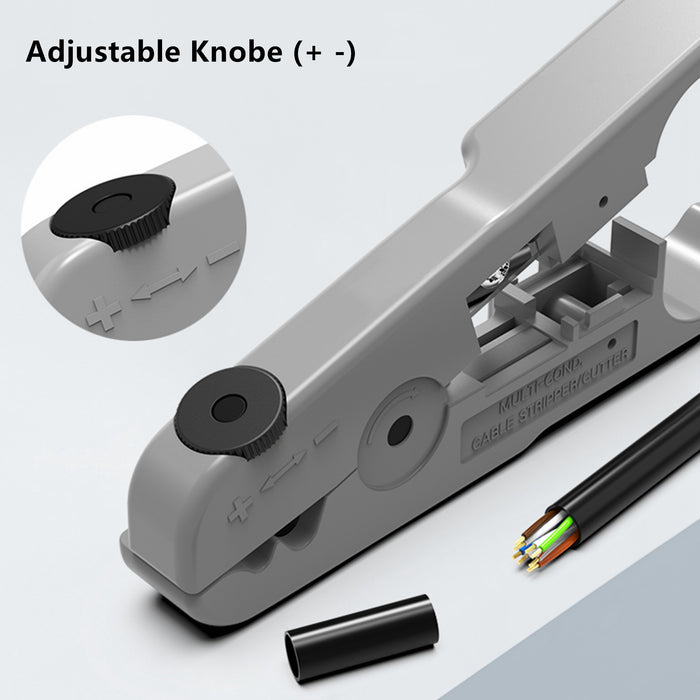 Yankok S501B Cable and Wire Stripping Cutting Tool with Adjustable Blade Depth Grey