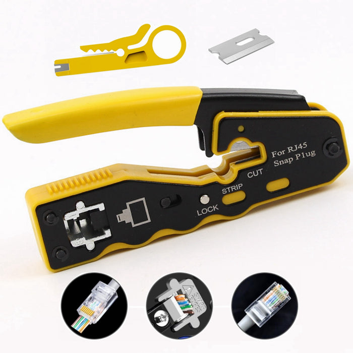 Yankok RJ45 Pass Through Crimper Yellow Grip (Regular and Pass-Thru Crimp) SP-670Y