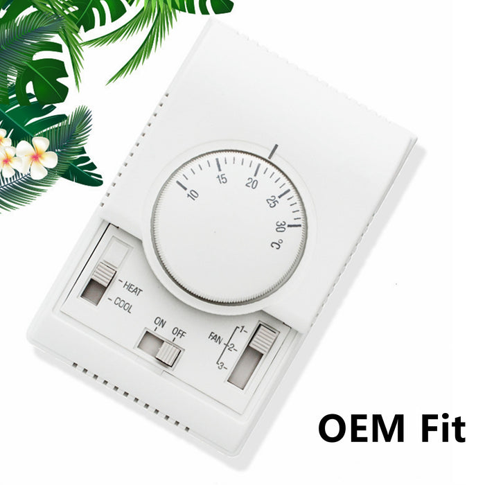 Yankok Mechanical Thermostat Air Conditioner Fan Coil Unit Controller Manual Switch T6373B1130