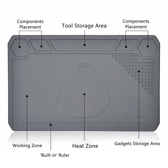 Yankok TE-615 Anti-Static Mat Gray 35 x 25cm. Heat Insulation 450℃, Non Magnetic