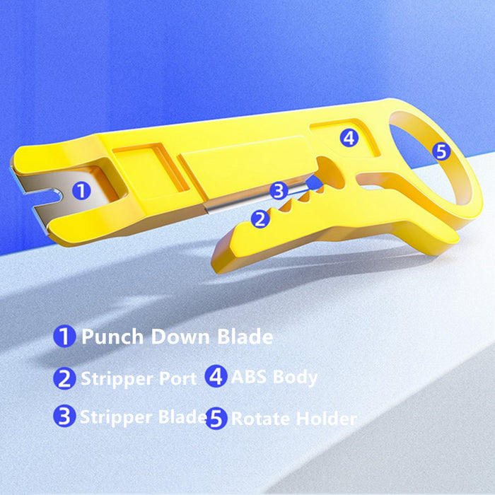 Yankok Mini Stripper / Cutter / Punch Down Tool 5 Pcs Yellow for UTP STP FTP Cables, Patch Panel Block and 10-30 AWG Gauge Wires