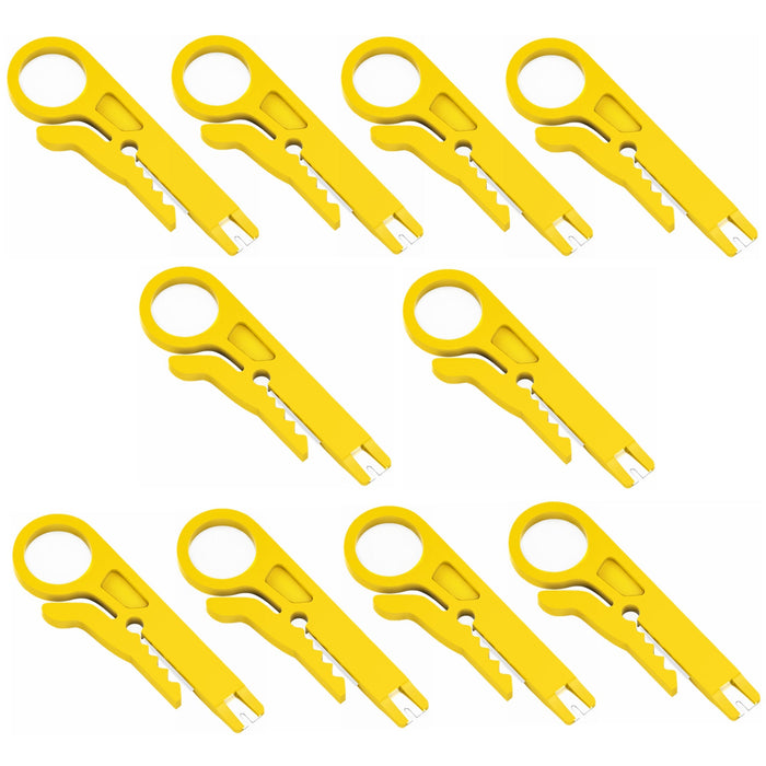 Yankok Mini Stripper / Cutter / Punch Down Tool 10 Pcs Yellow for UTP STP FTP Cables, Patch Panel Block and 10-30 AWG Gauge Wires