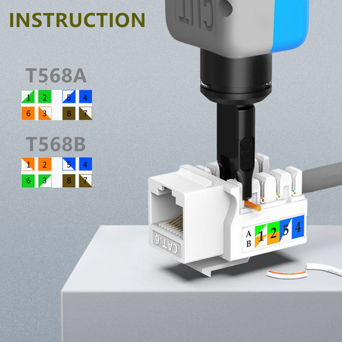 Yankok CAT6 RJ45 Keystone Jack 10 Pack, Female Connectors UL Listed, White Cap