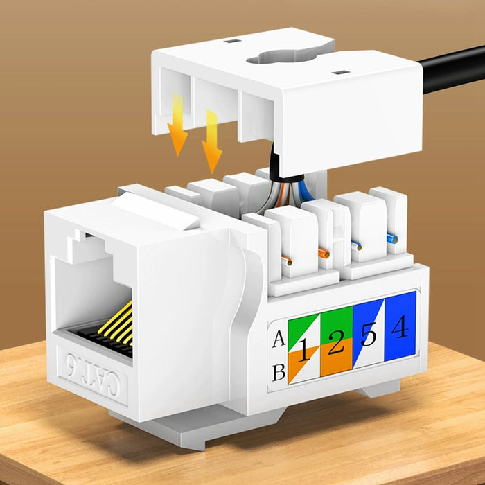 Yankok CAT6 RJ45 Keystone Jack 5 Pack, Female Connectors UL Listed, White Cap