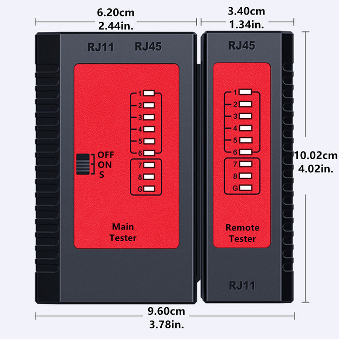 Yankok WZ-468 Network Cable Tester RJ45 RJ12 RJ11 Test w/o Battery Red Black