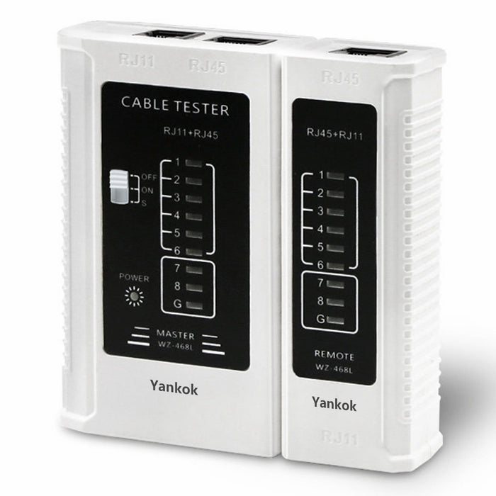 Yankok WZ-468 Network Cable Tester RJ45 RJ12 RJ11 Test w/o Battery White