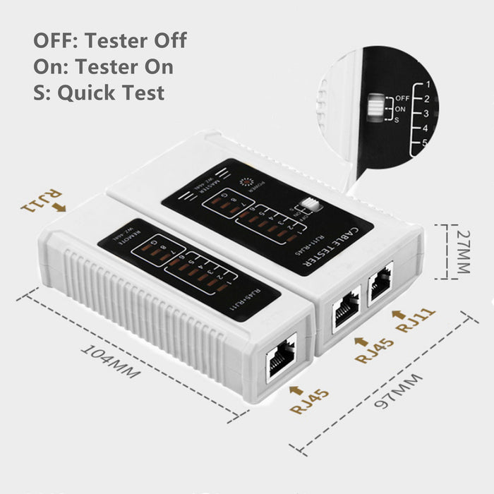 Yankok [RJ45 RJ12 RJ11 Netzwerkkabeltester] für Standard- und geschirmte UTP-LAN-Kabel Netzwerktestwerkzeug (Batterie nicht im Lieferumfang enthalten)