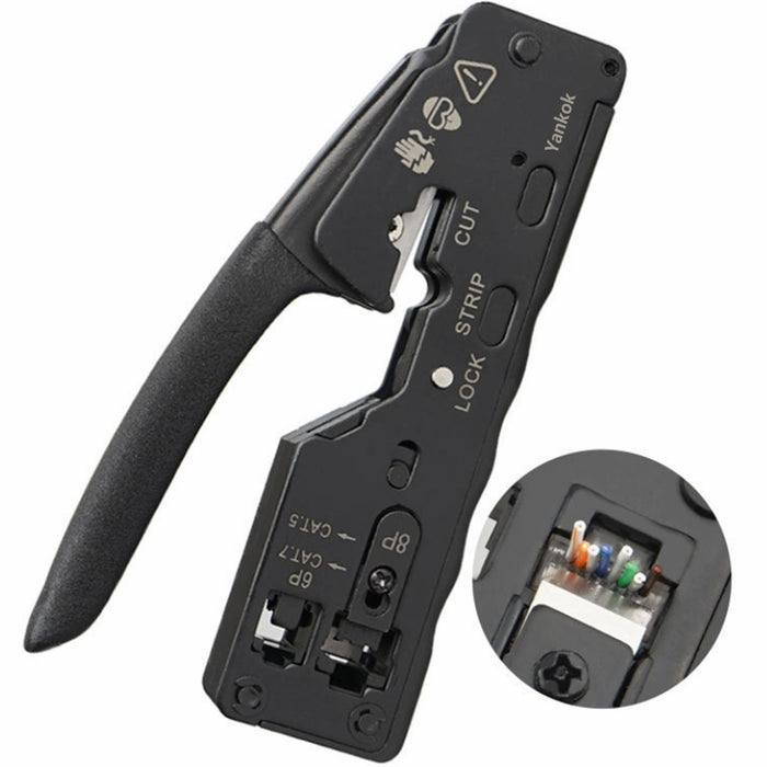 Yankok The Ultimate Pass Thru Crimper RJ45 RJ12 RJ11 Regular and Pass-thru Crimp Strip and Cut HT-6098 Red